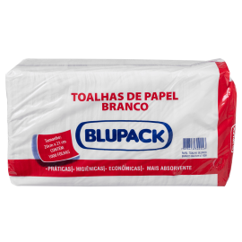 Papel Toalha Branco Blupack 20x21cm embalagem com 1000 unidades