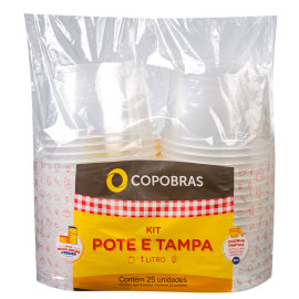 Kit Pote-Tampa Copobras 1000ml embalagem com 25 unidades