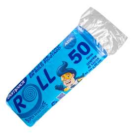 Saco de Lixo Bompack Picotado 50L Roll Azul pacote com 40 unidades