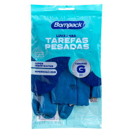Luva Verniz Azul Bompack tamanho G pacote com 1 par