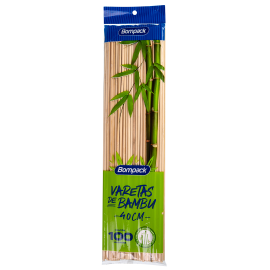 Vareta de Bambu para Algodão Doce Bompack 40cm embalagem com 100 unidades