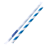 Canudo de Papel Bompack Sache Branco, Azul 8mm 19,7cm embalagem com 100 unidades