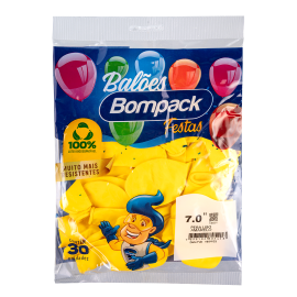 Balao Liso N7 Bompack Amarelo embalagem com 30 unidades