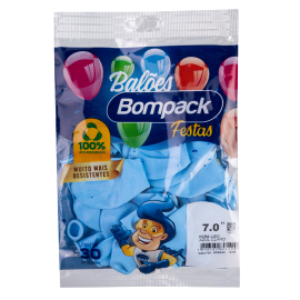 Balao Liso N7 Bompack Azul Claro embalagem com 30 unidades
