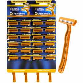 Aparelho de Barbear Persomax 2 Amarelo cartela com 2 unidades