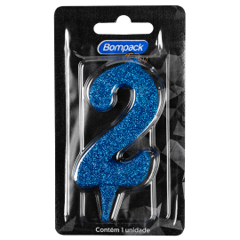 Vela Especial Bompack N2 Azul embalagem com 4 unidades