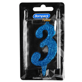 Vela Especial Bompack N3 Azul embalagem com 4 unidades