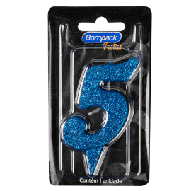 Vela Especial Bompack N5 Azul embalagem com 4 unidades