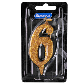 Vela Especial Bompack N6 Dourada embalagem com 4 unidades