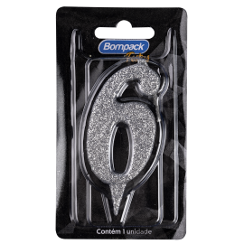 Vela Especial Bompack N6 Prata embalagem com 4 unidades