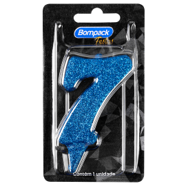 Vela Especial Bompack N7 Azul embalagem com 4 unidades