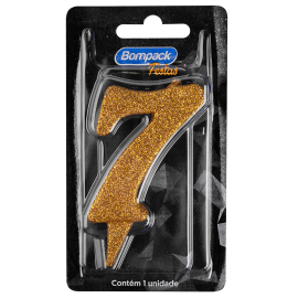 Vela Especial Bompack N7 Dourada embalagem com 4 unidades