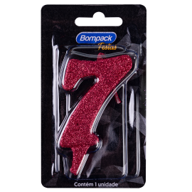 Vela Especial Bompack N7 Rosa embalagem com 4 unidades