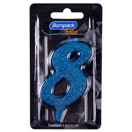 Vela Especial Bompack N8 Azul embalagem com 4 unidades