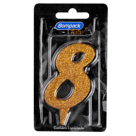 Vela Especial Bompack N8 Dourada embalagem com 4 unidades