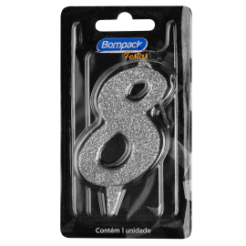 Vela Especial Bompack N8 Prata embalagem com 4 unidades