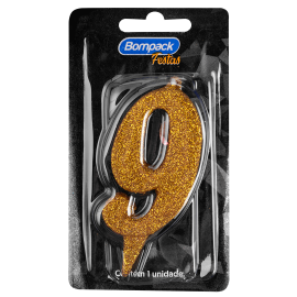 Vela Especial Bompack N9 Dourada embalagem com 4 unidades