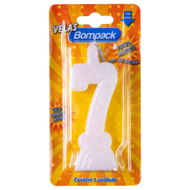 Vela Supernumeros Bompack N7 Branca embalagem com 4 unidades