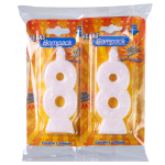 Vela Supernumeros Bompack N8 Branca embalagem com 4 unidades