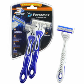 Aparelho de Barbear Persomax 3 Confort Azul Blister com 2 unidades