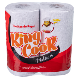 Papel Toalha Multiuso King Cook embalagem com 02 rolos 50 folhas de 22x18,5cm