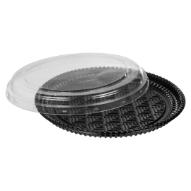 Embalagem PF-60 PPR Bandeja Preta Pet para Pizza Preta fardo com 50 unidades 33,3x4,7cm