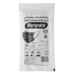 Máscara Bompack Preta Tripla pacote com 10 unidades