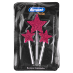 VELA ESPECIAL BOMPACK COM GLITTER ESTRELA ROSA