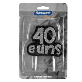 VELA ESPECIAL BOMPACK COM GLITTER 40 E UNS PRATA