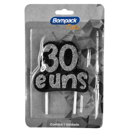 VELA ESPECIAL BOMPACK COM GLITTER 30 E UNS PRATA