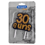 VELA ESPECIAL BOMPACK COM GLITTER 30 E UNS DOURADA